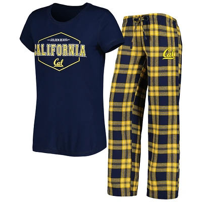 Women's Concepts Sport Navy/Gold Cal Bears Badge T-Shirt & Flannel Pants Sleep Set