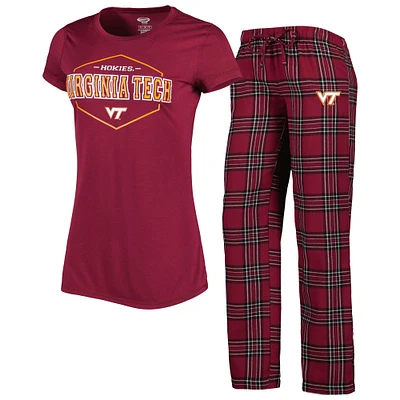 Women's Concepts Sport Maroon/Black Virginia Tech Hokies Badge T-Shirt & Flannel Pants Sleep Set