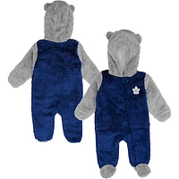 Newborn and Infant Navy Toronto Maple Leafs Game Nap Teddy Fleece Bunting Full-Zip - Sleeper