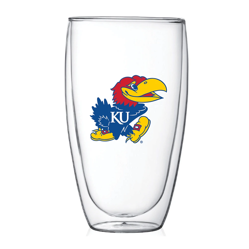 Kansas Jayhawks 15oz. Double Wall Thermo Glass