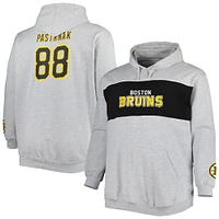 Men's David Pastrnak Heather Gray Boston Bruins Big & Tall Player Pullover Hoodie