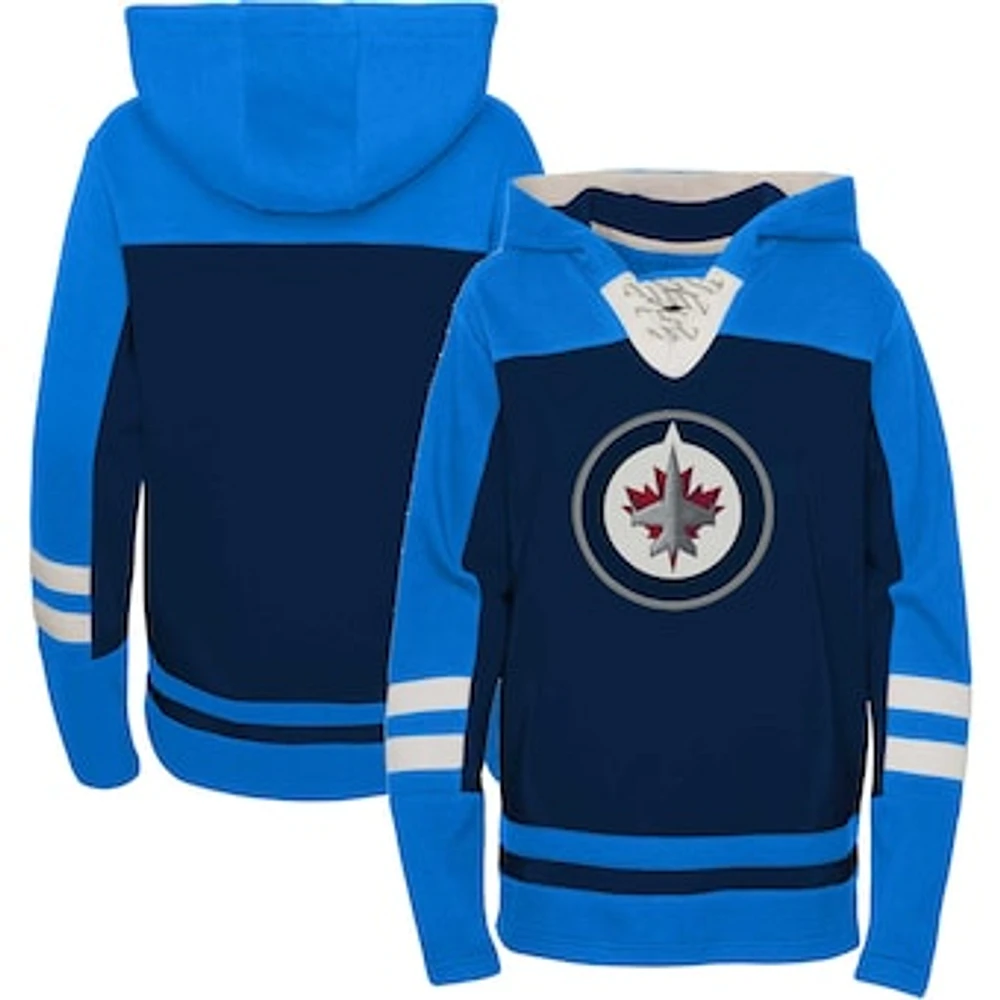 Youth Navy Winnipeg Jets Team Ageless Lace-Up - Pullover Hoodie