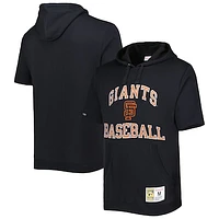 Men's Mitchell & Ness Black San Francisco Giants Cooperstown Collection Washed Fleece Pullover Short Sleeve Hoodie