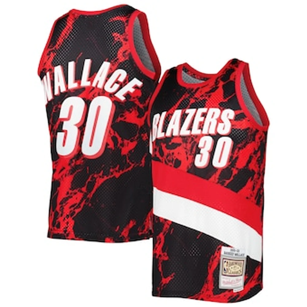 Men's Mitchell & Ness Rasheed Wallace Black Portland Trail Blazers 1999/00 Hardwood Classics Marble Swingman Jersey