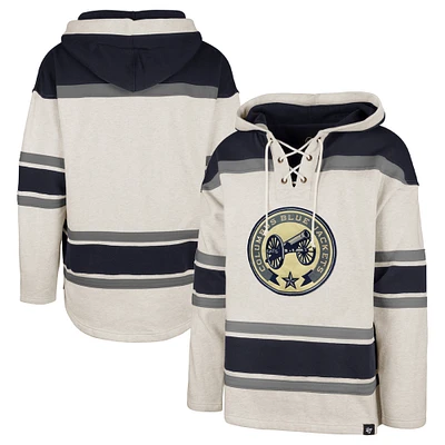 Men's '47 Oatmeal Columbus Blue Jackets Rockaway Lace-Up Pullover Hoodie