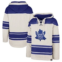 Men's '47 Oatmeal Toronto Maple Leafs Rockaway Lace-Up Pullover Hoodie