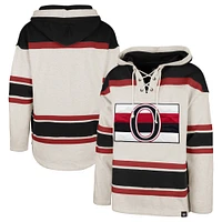 Men's '47 Oatmeal Ottawa Senators Rockaway Lace-Up Pullover Hoodie