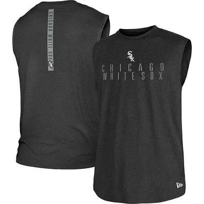 Men's New Era Heather Black Chicago White Sox Team Muscle Tank Top