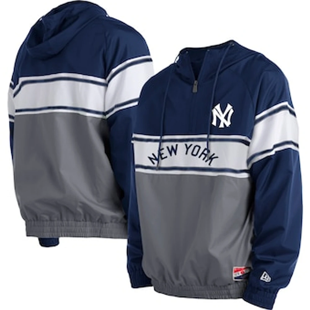 Men's New Era Navy New York Yankees Ripstop Raglan Quarter-Zip Hoodie