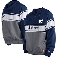 Men's New Era Navy New York Yankees Ripstop Raglan Quarter-Zip Hoodie