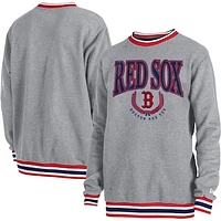 Men's New Era  Heather Gray Boston Red Sox Throwback Classic Pullover Sweatshirt