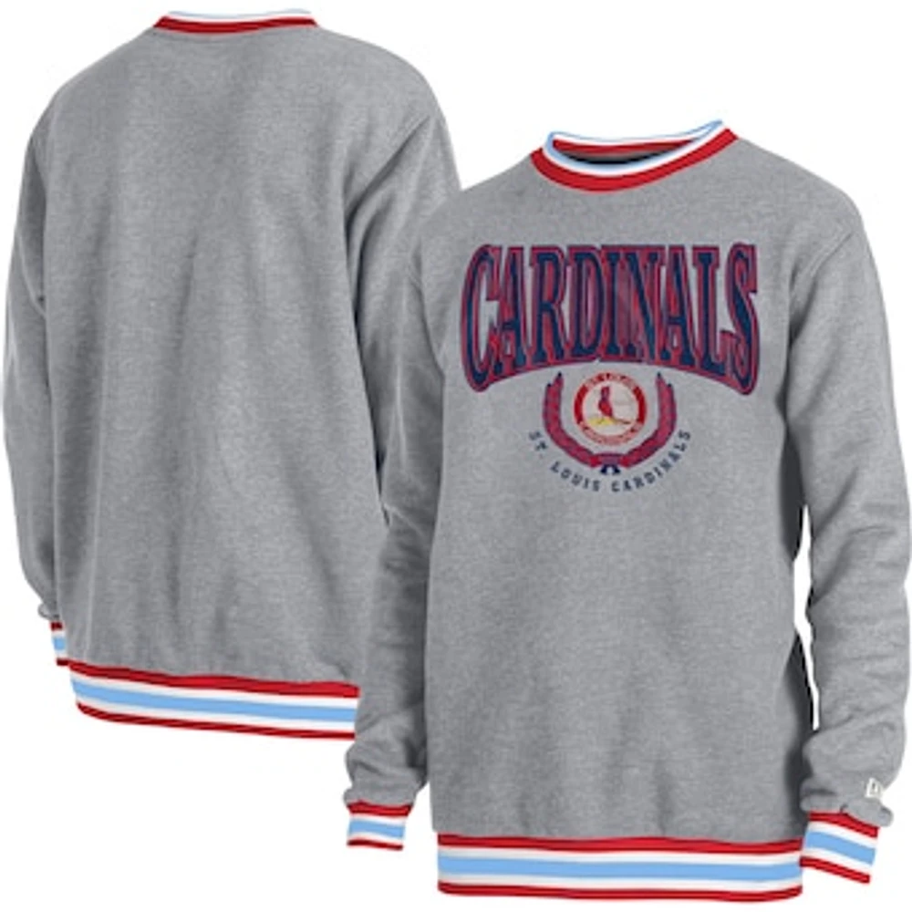 Men's New Era  Heather Gray St. Louis Cardinals Throwback Classic Pullover Sweatshirt