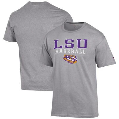 Men's Champion Gray LSU Tigers Baseball Stack T-Shirt