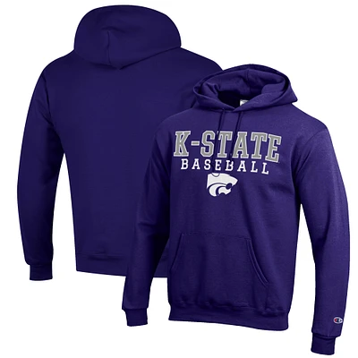 Men's Champion Kansas State Wildcats Baseball Stack Pullover Hoodie