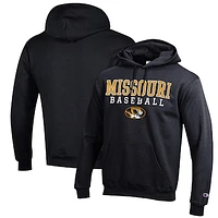 Men's Champion Black Missouri Tigers Baseball Stack Pullover Hoodie