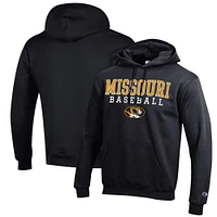 Men's Champion Black Missouri Tigers Baseball Stack Pullover Hoodie
