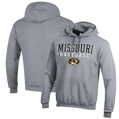 Men's Champion Gray Missouri Tigers Baseball Stack Pullover Hoodie