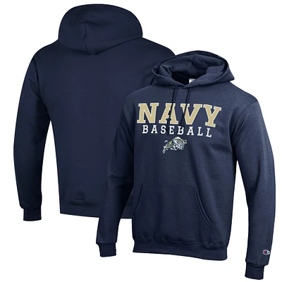Men's Champion Navy Midshipmen Baseball Stack Pullover Hoodie