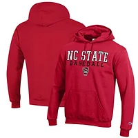 Men's Champion Red NC State Wolfpack Baseball Stack Pullover Hoodie