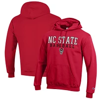 Men's Champion Red NC State Wolfpack Baseball Stack Pullover Hoodie
