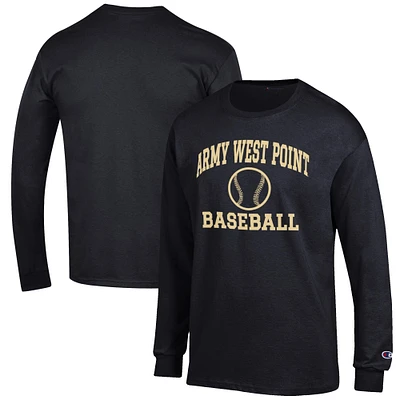 Men's Champion Black Army Knights Baseball Icon Long Sleeve T-Shirt