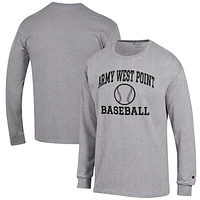 Men's Champion Gray Army Black Knights Baseball Icon Long Sleeve T-Shirt