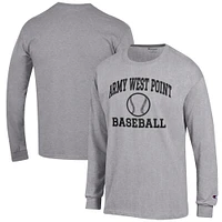 Men's Champion Gray Army Black Knights Baseball Icon Long Sleeve T-Shirt