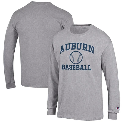 Men's Champion Gray Auburn Tigers Baseball Icon Long Sleeve T-Shirt