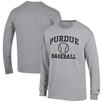 Men's Champion Gray Purdue Boilermakers Baseball Icon Long Sleeve T-Shirt