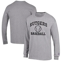 Men's Champion Gray Rutgers Scarlet Knights Baseball Icon Long Sleeve T-Shirt