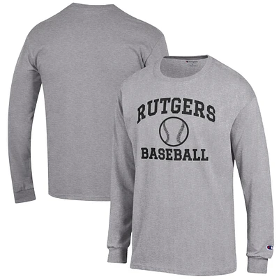 Men's Champion Gray Rutgers Scarlet Knights Baseball Icon Long Sleeve T-Shirt