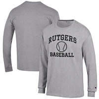 Men's Champion Gray Rutgers Scarlet Knights Baseball Icon Long Sleeve T-Shirt