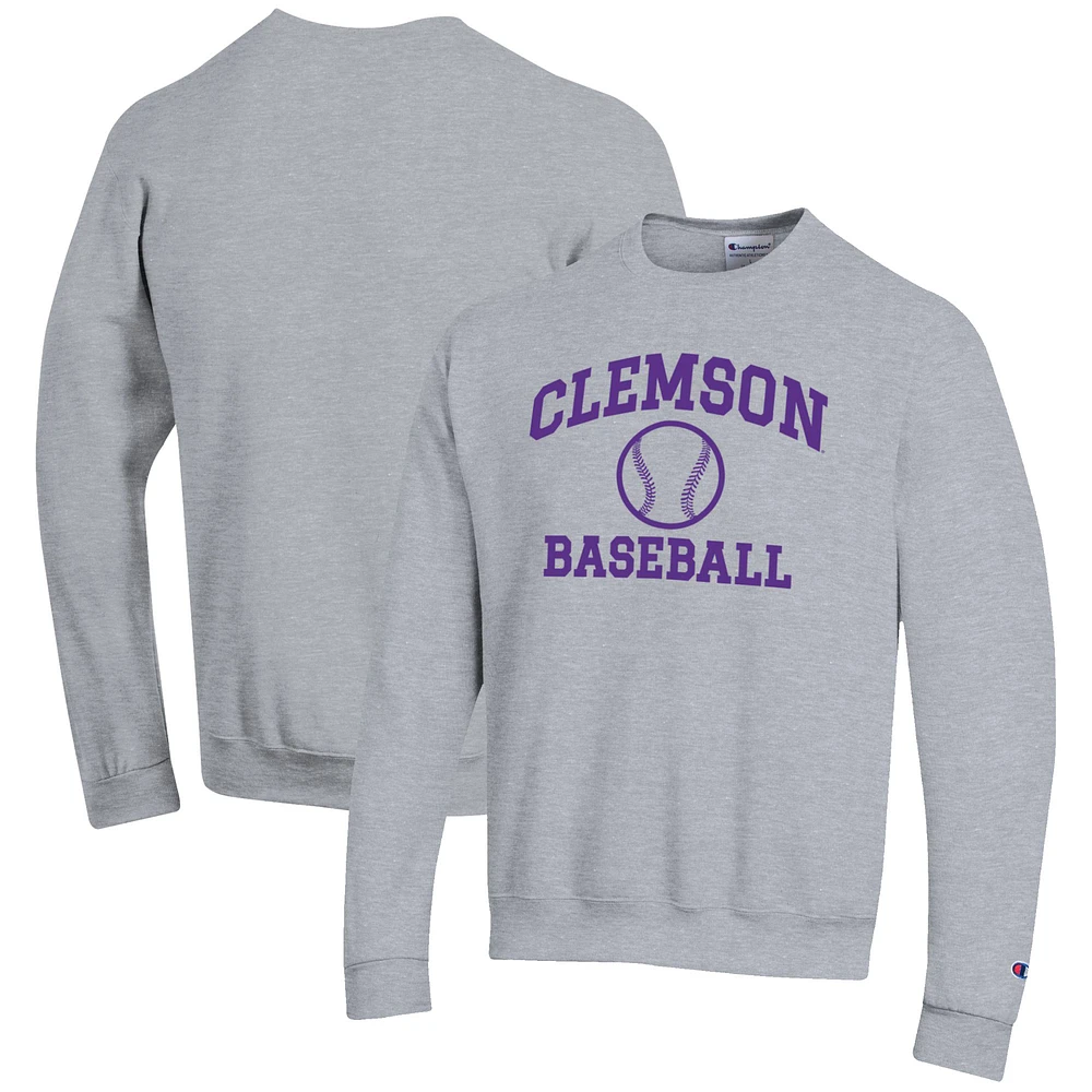 Men's Champion Clemson Tigers Baseball Icon Crewneck Pullover Sweatshirt