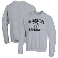 Men's Champion Gray Oklahoma State Cowboys Baseball Icon Crewneck Pullover Sweatshirt