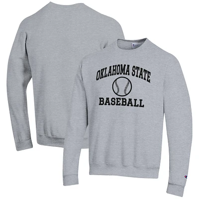 Men's Champion Gray Oklahoma State Cowboys Baseball Icon Crewneck Pullover Sweatshirt