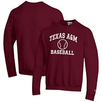 Men's Champion Maroon Texas A&M Aggies Baseball Icon Crewneck Pullover Sweatshirt