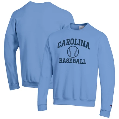 Men's Champion Carolina Blue North Tar Heels Baseball Icon Crewneck Pullover Sweatshirt