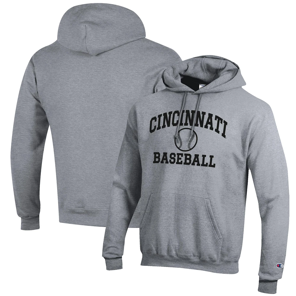 Men's Champion Gray Cincinnati Bearcats Baseball Icon Pullover Hoodie