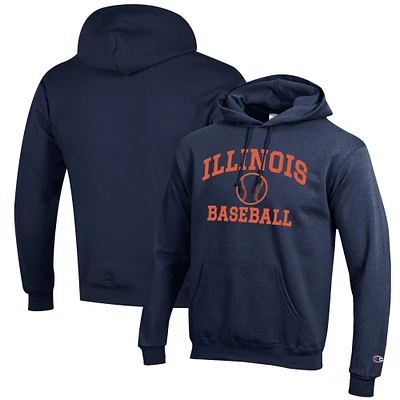 Men's Champion Navy Illinois Fighting Illini Baseball Icon Pullover Hoodie