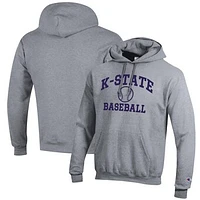 Men's Champion Gray Kansas State Wildcats Baseball Icon Pullover Hoodie