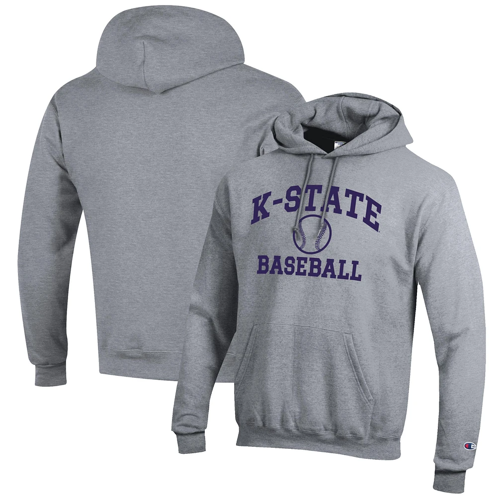 Men's Champion Gray Kansas State Wildcats Baseball Icon Pullover Hoodie