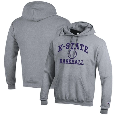 Men's Champion Gray Kansas State Wildcats Baseball Icon Pullover Hoodie