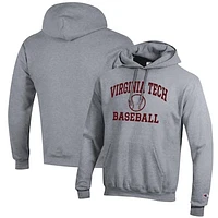 Men's Champion Gray Virginia Tech Hokies Baseball Icon Pullover Hoodie
