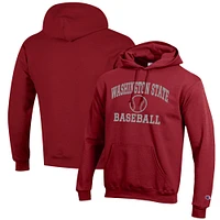 Men's Champion Crimson Washington State Cougars Baseball Icon Pullover Hoodie
