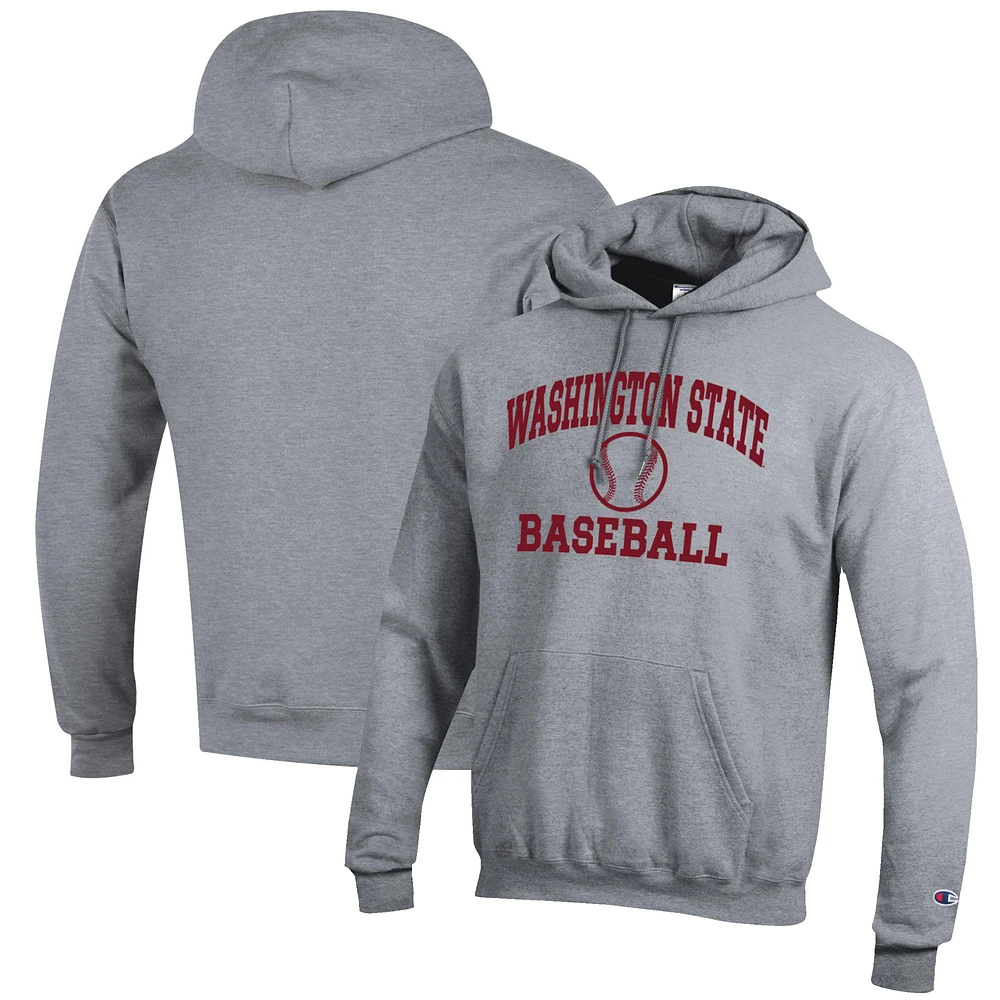 Men's Champion Gray Washington State Cougars Baseball Icon Pullover Hoodie