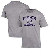 Men's Champion Gray Kansas State Wildcats Baseball Icon T-Shirt