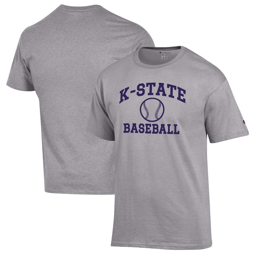 Men's Champion Gray Kansas State Wildcats Baseball Icon T-Shirt
