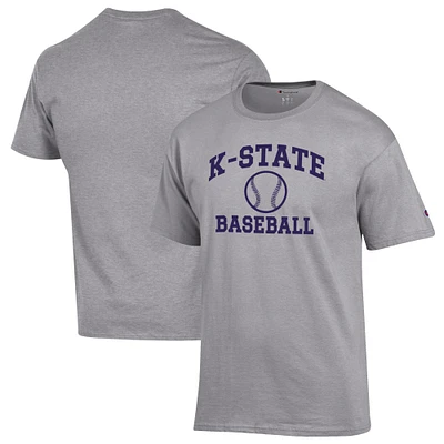 Men's Champion Gray Kansas State Wildcats Baseball Icon T-Shirt