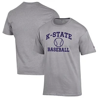 Men's Champion Gray Kansas State Wildcats Baseball Icon T-Shirt