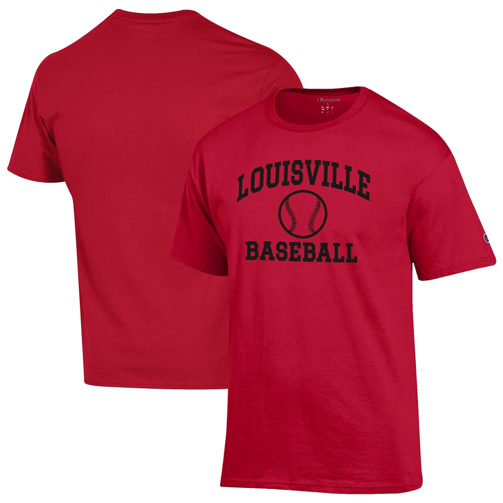 Men's Champion Red Louisville Cardinals Baseball Icon T-Shirt